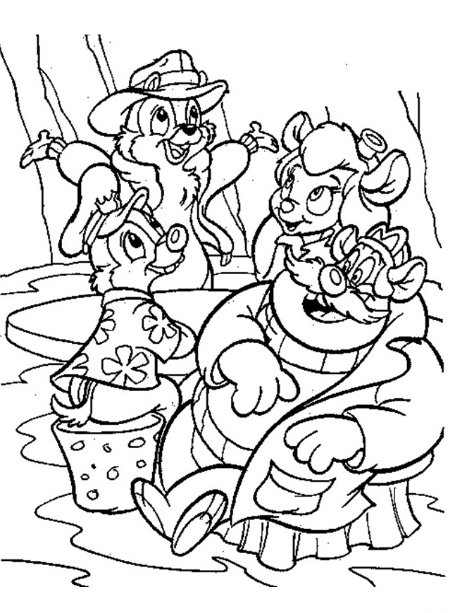 Plansa de colorat cu Chip si Dale 7 33